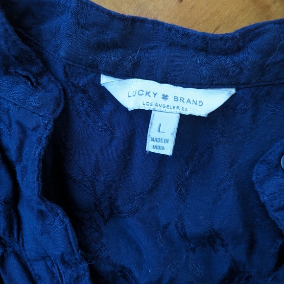 Lucky Brand Navy Patterned Button-up Blouse - Picture 4 of 4